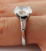2.90 Ctw Oval Cut Diamond Solitaire With Accent Engagement Ring 925 Sterling Silver