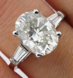 2.90 Ctw Oval Cut Diamond Solitaire With Accent Engagement Ring 925 Sterling Silver