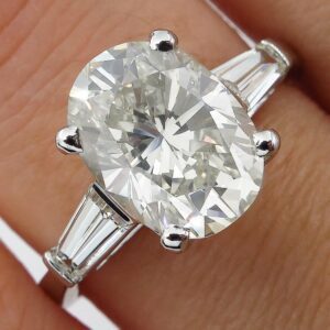 2.90 Ctw Oval Cut Diamond Solitaire With Accent Engagement Ring 925 Sterling Silver