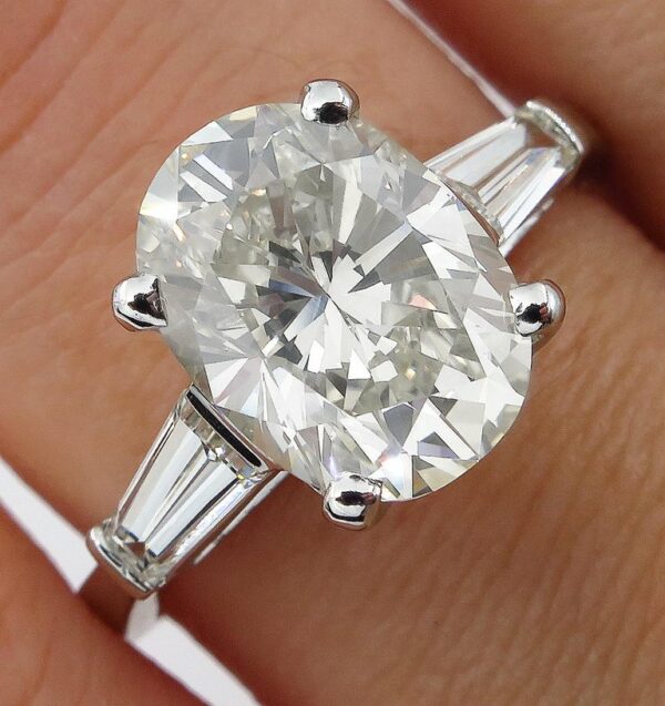 2.90 Ctw Oval Cut Diamond Solitaire With Accent Engagement Ring 925 Sterling Silver