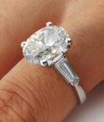 2.90 Ctw Oval Cut Diamond Solitaire With Accent Engagement Ring 925 Sterling Silver