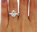 2.90 Ctw Oval Cut Diamond Solitaire With Accent Engagement Ring 925 Sterling Silver