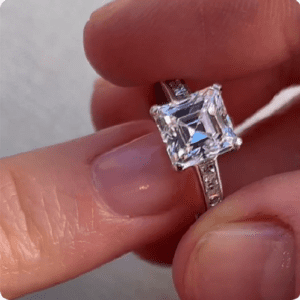 Classic 3.35 Ctw Asscher Cut Diamond Side Channel Set Engagement Ring 10K White Gold