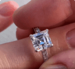 Classic 3.35 Ctw Asscher Cut Diamond Side Channel Set Engagement Ring 10K White Gold