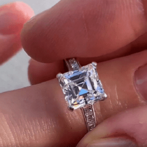 Classic 3.35 Ctw Asscher Cut Diamond Side Channel Set Engagement Ring 10K White Gold