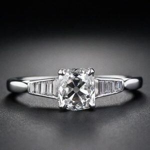 Art Deco 1.94 Ctw Cushion Cut Diamond 925 Sterling Silver in Engagement Ring