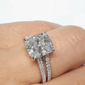 3.00 CT Cushion Cut Diamond Split Shank Beautiful Engagement Ring 14k White Gold