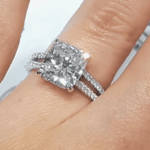 3.00 CT Cushion Cut Diamond Split Shank Beautiful Engagement Ring 14k White Gold