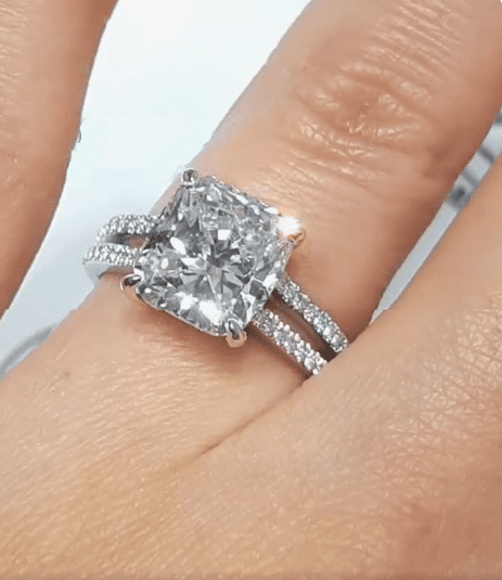 3.00 CT Cushion Cut Diamond Split Shank Beautiful Engagement Ring 14k White Gold