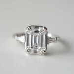 2.76 Ctw White Emerald Diamond Double 4 Prong Engagement Ring 925 Sterling Silver