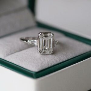 2.76 Ctw White Emerald Diamond Double 4 Prong Engagement Ring 925 Sterling Silver