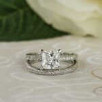 2.65Ctw Princess Eternity Diamond Engagement Ring Channel Set 925 Sterling Silver Bridal Set