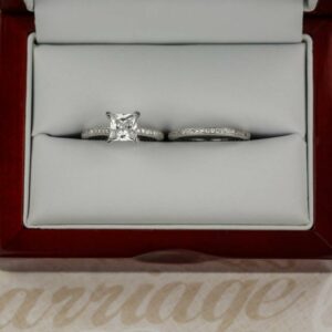 2.65Ctw Princess Eternity Diamond Engagement Ring Channel Set 925 Sterling Silver Bridal Set
