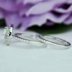 2.75 Ctw Brilliant Cut Diamond Halo Engagement Ring Set 14k White Gold Over