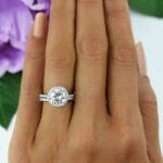 2.75 Ctw Brilliant Cut Diamond Halo Engagement Ring Set 14k White Gold Over