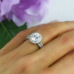 2.75 Ctw Brilliant Cut Diamond Halo Engagement Ring Set 14k White Gold Over