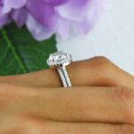 2.75 Ctw Brilliant Cut Diamond Halo Engagement Ring Set 14k White Gold Over