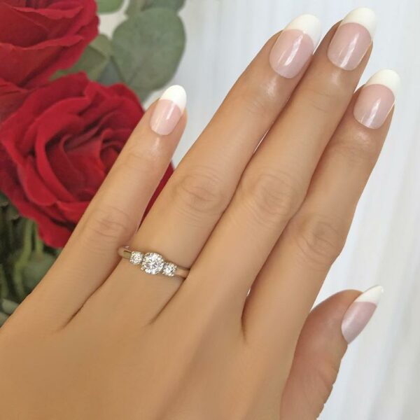 2.00 Ctw Solitaire 3 Stone Round Diamond Engagement Ring 925 Sterling Silver