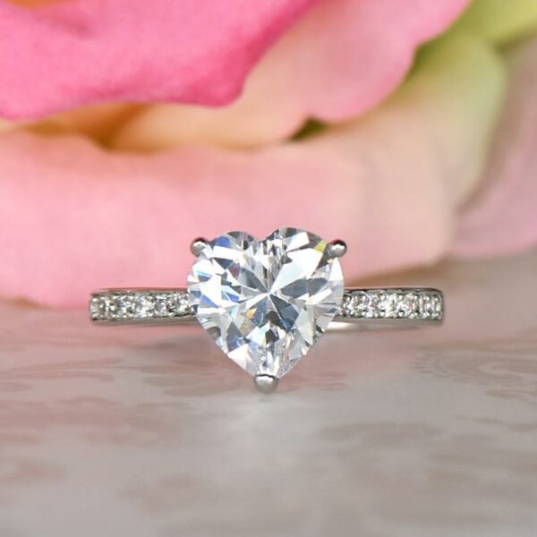 3.CT Heart Shape Diamond Lovely Engagement Ring Valentine's Ring 925 Sterling Silver