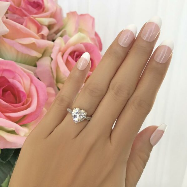 3.CT Heart Shape Diamond Lovely Engagement Ring Valentine's Ring 925 Sterling Silver
