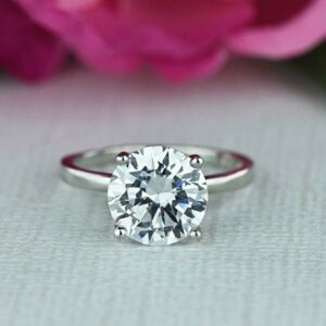 3.Carat Classic Round Diamond Solitaire Engagement Ring Solid 10k White Gold