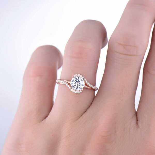 2.00 Ctw Brilliant Cut Round Diamond Fancy Engagement Ring Real 10k Rose Gold
