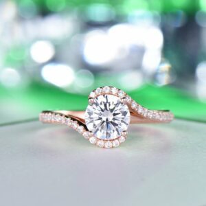 2.00 Ctw Brilliant Cut Round Diamond Fancy Engagement Ring Real 10k Rose Gold
