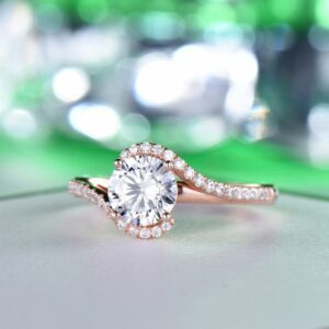 2.00 Ctw Brilliant Cut Round Diamond Fancy Engagement Ring Real 10k Rose Gold