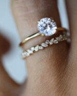 Antique 2.70 Carat Round Cut Diamond Engagement Ring Bridal Set 14k Yellow Gold Over