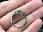 2.50 Ctw Three Princess Cut Diamond Engagement Ring Solid 14k White Gold