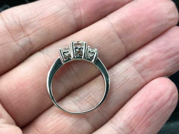 2.50 Ctw Three Princess Cut Diamond Engagement Ring Solid 14k White Gold