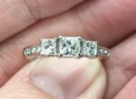 2.50 Ctw Three Princess Cut Diamond Engagement Ring Solid 14k White Gold