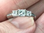 2.50 Ctw Three Princess Cut Diamond Engagement Ring Solid 14k White Gold