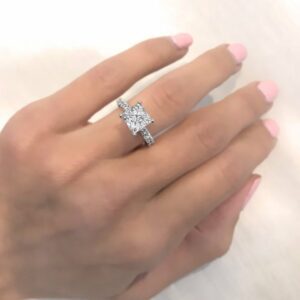 2.50 Ct Princess Cut Diamond Solitaire Engagement Ring 14k White Gold Plated