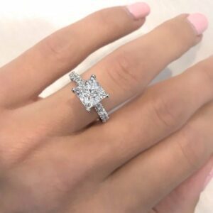 2.50 Ct Princess Cut Diamond Solitaire Engagement Ring 14k White Gold Plated