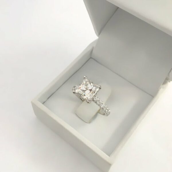 2.50 Ct Princess Cut Diamond Solitaire Engagement Ring 14k White Gold Plated