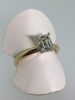 2.CT Classic Emerald Cut Diamond 2 Tone Solitaire Engagement Ring 14k Yellow Gold