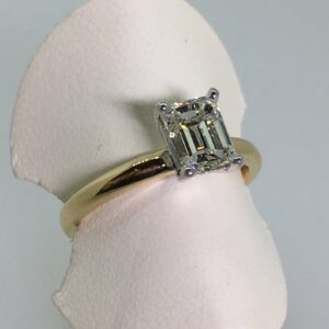 2.CT Classic Emerald Cut Diamond 2 Tone Solitaire Engagement Ring 14k Yellow Gold