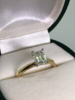 2.CT Classic Emerald Cut Diamond 2 Tone Solitaire Engagement Ring 14k Yellow Gold