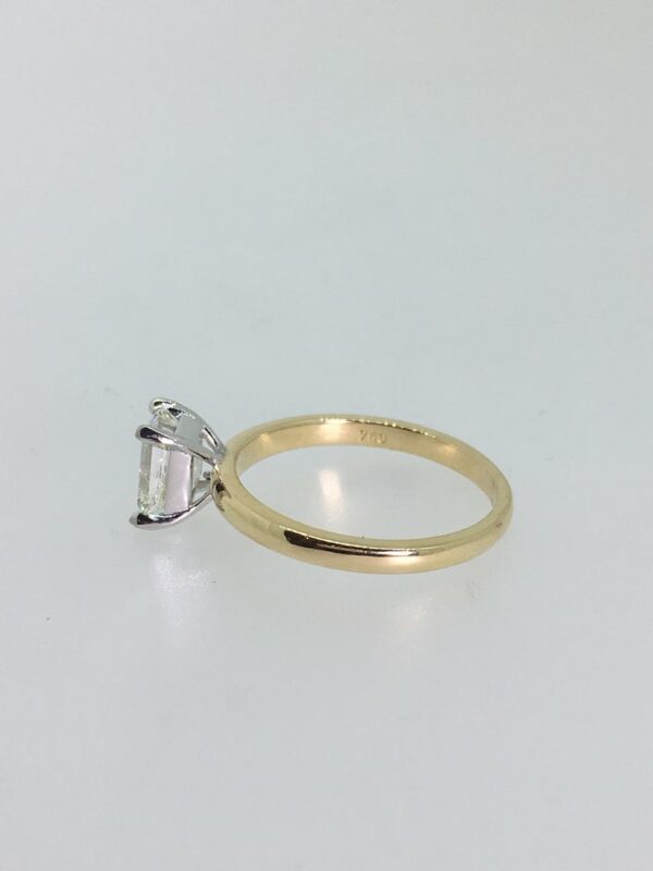 2.CT Classic Emerald Cut Diamond 2 Tone Solitaire Engagement Ring 14k Yellow Gold