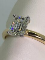 2.CT Classic Emerald Cut Diamond 2 Tone Solitaire Engagement Ring 14k Yellow Gold