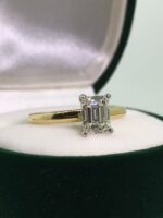 2.CT Classic Emerald Cut Diamond 2 Tone Solitaire Engagement Ring 14k Yellow Gold