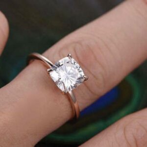 Unique Cushion 2.05Ct Brilliant Diamond Solitaire Engagement Ring 14k Rose Gold