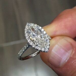 1.50 Ctw Marquise Cut Brilliant Diamond Halo Fancy Engagement Ring 10k White Gold