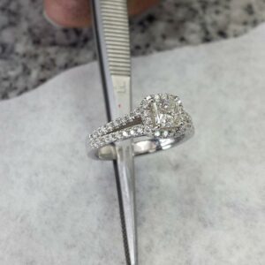 1.50 CT White Princess Diamond 2 Shank Halo Engagement Ring 10k White Gold