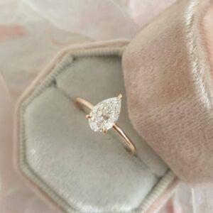 2.07 Carat Pear Shape Solitaire Diamond Ring in 14k Rose Gold, Engagement Ring