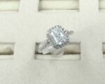 2.50 Ctw Radiant Cut Engagement Ring With Double Halo Solid 14k White Gold