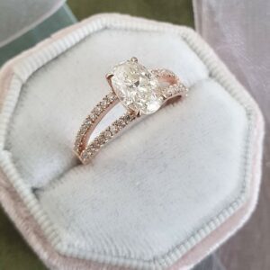 2.12 Carat Brilliant Oval Diamond Classic 2 Shank Engagement Ring 14k Rose Gold