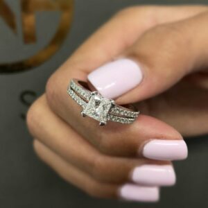 1.50 Carat Princess Cut Solitaire Diamond Classic Prong Engagement Ring 925 Silver