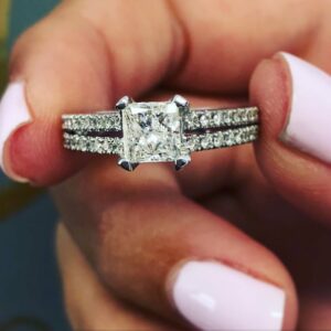 1.50 Carat Princess Cut Solitaire Diamond Classic Prong Engagement Ring 925 Silver